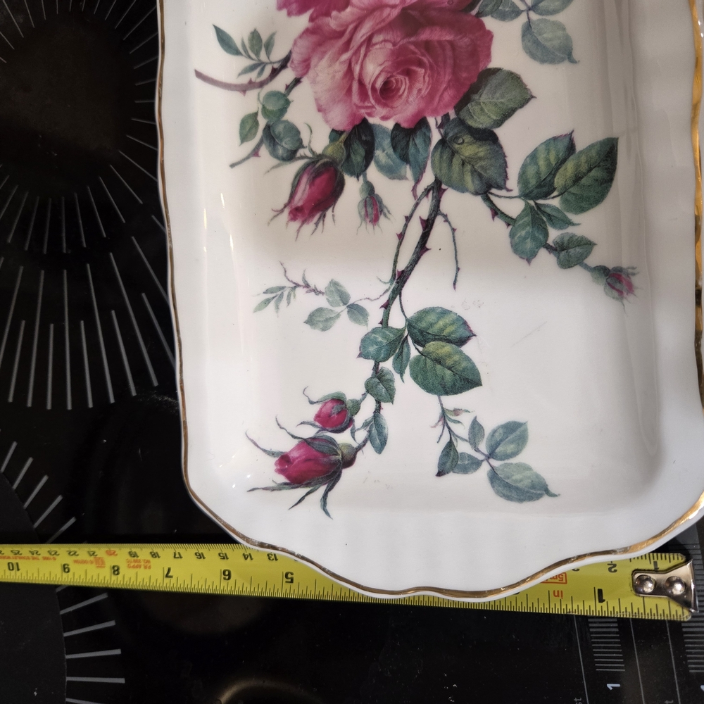 Floral Rectangular Tray with Pink Roses - Picture 2 of 4